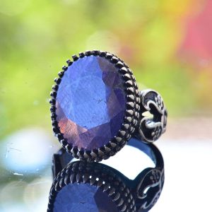 Gerçek Doğal Taş Yüzük, El Yapımı Takı, 925 Ayar Gümüş Yüzük Erkekler İçin - Görsel 3