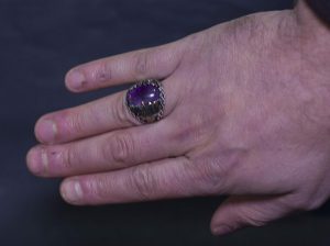 925 Ayar Gümüş Erkek Yüzük - Doğal Ametist Taşı - Osmanlı Tuğrası Tasarımı - Şık El Yapımı Takı - Görsel 4