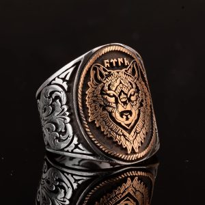 Kurt Erkek Yüzüğü, El Yapımı Yüzük, 925 Ayar Gümüş Yüzük Erkekler İçin - Görsel 6