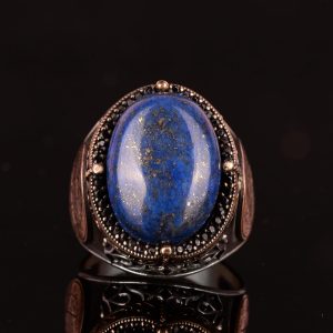 Doğal Lapis Lazuli Taş Yüzük, Süleyman Mührü Yüzüğü - Kraliyet 925K Katı Gümüş Erkek Yüzüğü - Bilgelik ve Gerçek Tasarımı - Görsel 6