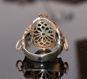 Gerçek Doğal Arizona Turkuaz Taşlı Aslan Yüzüğü - Gümüş Erkek Yüzüğü - Görsel 8