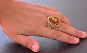 Mason Yüzüğü - Usta Mason Sterling Gümüş Yüzük, Kaplan Gözü Taşı, Altın Kaplama - Görsel 6