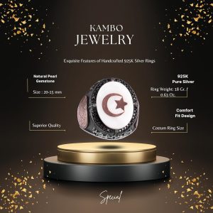 El Yapımı Desenli Yüzük - 925 Ayar Gümüş Erkek Yüzüğü - Davut Yıldızı Takısı (Yıldız ve Hilal) - Görsel 2