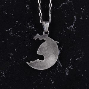 925 Ayar Gümüş Hilal Ay Takı - Gümüş Ay Ejderha Kolye - Efsanevi Takı - Fantastik İlhamlı Tasarım - Görsel 5