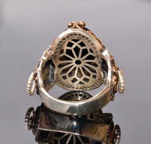 El Yapımı 925 Ayar Gümüş Erkek Yüzük, Gerçek Taşlı Yüzük, Aslan Tasarımı, Altın Kaplama Doğum Taşı Yüzüğü (Kaplan Gözü) - Görsel 8