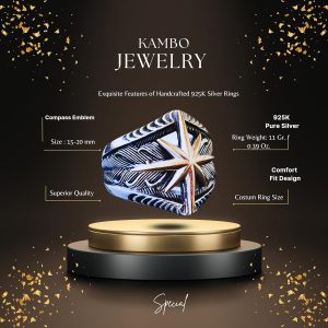 Pusula Yüzüğü - 925 Ayar Gümüş Erkek Pusula Yüzüğü - Görsel 2