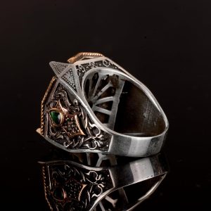 Gerçek Doğal Zümrüt Taşlı Yüzük, 925 Ayar Gümüş Erkek Yüzüğü, Gümüş Erkek Aksesuarı - Görsel 7