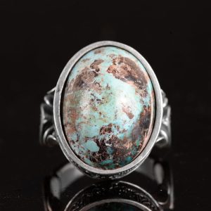 El Yapımı Doğal Arizona Turkuaz Taş Yüzük - 925 Ayar Gümüş Yüzük Erkekler İçin - Stil-4 - Görsel 6