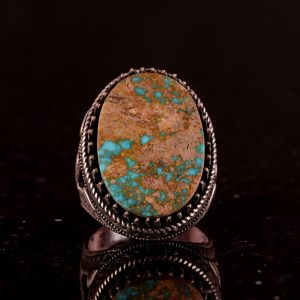925 Ayar Gümüş Yüzük, Doğal Arizona Turkuaz Taşı Yüzük - Görsel 3