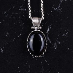 Gerçek Doğal Taş Kolye - 925 Ayar Gümüş Kolye (Oniks) - Görsel 3