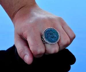 El Yapımı Süleyman Mührü Yüzüğü, Doğal Yeşil Oniks Taşı, İslami Erkek Yüzüğü, 925 Ayar Gümüş - Görsel 7