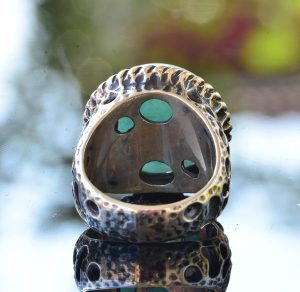 Doğal Amazonit Yuvarlak Taş Yüzük, Gümüş Erkek Yüzüğü - Görsel 8