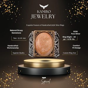 925 Ayar Gümüş Minimalist Yüzük ile Druzy Kuvars: Mor & Bej Varyasyonlar (Bej) - Görsel 2