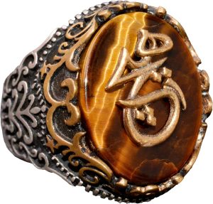 Doğal Kaplan Gözü Taşlı Yüzük - 925 Ayar Gümüş Yüzük - Erkeğe Özel Yüzük