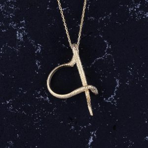 Altın Kaplama Sterlin Gümüş Yılan Kolye - Serpantin Tasarımı - Görsel 2