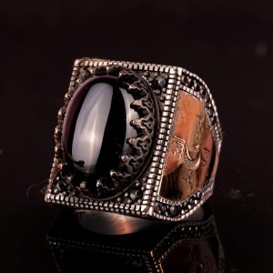 Gümüş Erkek Yüzük, Oniks Taşlı Yüzük - Görsel 4