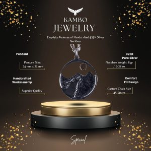 925 Ayar Gümüş Uluyan Kurt Kolye, Dağ ve Ay Tasarımı, Hayvan Severler için Doğa İlhamlı Takı - Görsel 2