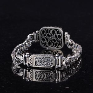 925 Ayar Gümüş Erkek Bilezik, Türk Hilal ve Yıldız Tasarımı, El Yapımı Zincir Bilezik - Görsel 5