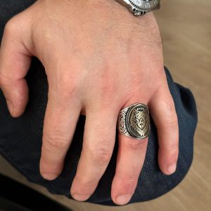 Kurt Erkek Yüzüğü, El Yapımı Yüzük, 925 Ayar Gümüş Yüzük Erkekler İçin - Görsel 7