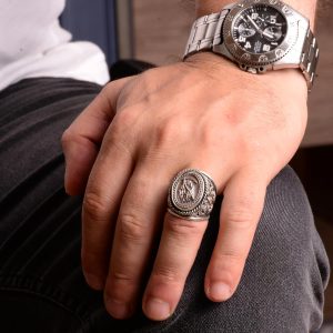 925 Ayar Gümüş Yüzük, El Yapımı Ölüm Meleği Yüzüğü Erkekler İçin, Ölüm Meleği Yüzüğü - Görsel 2