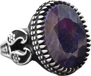 Gerçek Doğal Taş Yüzük, El Yapımı Takı, 925 Ayar Gümüş Yüzük Erkekler İçin - Görsel 1