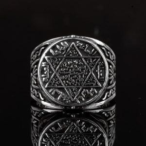 925 Ayar Gümüş Erkek Yüzük, Davut Yıldızı Tasarımı, Koruyucu Tılsım - Görsel 4
