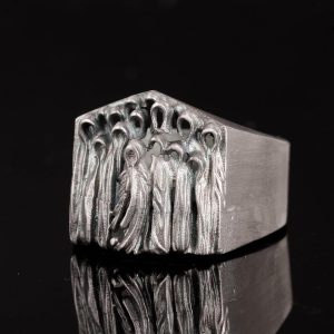 Gümüş Korkunç Hayalet El Yapımı Yüzük, 925 Ayar Sert Gümüş Yüzük Erkekler İçin, Gotik Yüzük - Görsel 4
