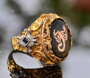 Erkek Gümüş Yüzük - Altın Kaplama Yüzük - Damgalı Yüzük (Akrep) - Görsel 4