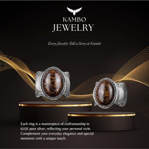 Doğal Taş Yüzük, 925 Ayar Saf Gümüş Yüzük, Bronzit - Görsel 7