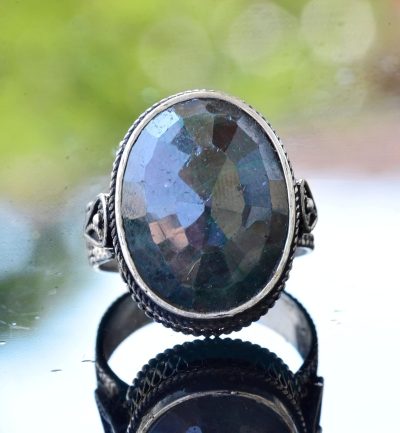 Gümüş Yüzük, Doğal Zümrüt Taşı, Vintage Tasarım - Görsel 5