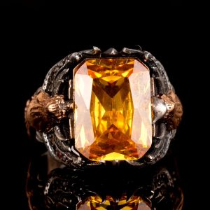 925 Ayar Gümüş Erkek Yüzük - Oluşturulmuş Sitrin veya Oluşturulmuş Sultanit - Şık Tasarım ve Zamansız Çekicilik - Görsel 6