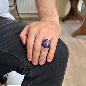 Doğal Ametist Taşlı Yüzük, Süleyman Mührü Yüzüğü - Spiritüel 925K Katı Gümüş Erkek Yüzüğü - Görsel 8