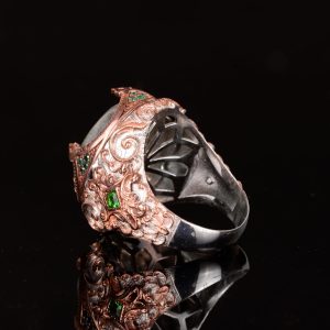 925 Ayar Gümüş Yüzük, Stacking Yüzük, Oluşturulmuş Paraiba Taşı Yüzüğü, Rodaj Kaplama Gümüş Yüzük - Görsel 6