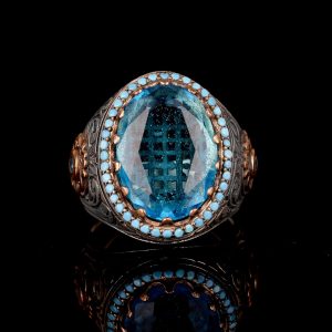 Erkek Gümüş Yüzük, Akuamarin zirkon Taş, Kral Yüzük, Erkek Yüzük - Görsel 6