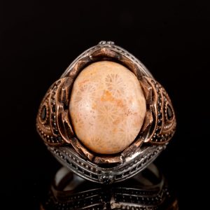 Gerçek Doğal Mercan Taşı Yüzüğü, 925 Ayar Gümüş Yüzük, Oval Mercan Sultan Yüzüğü - Görsel 7