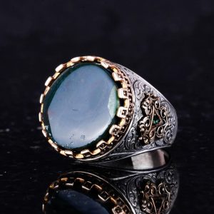 Gerçek Doğal Taş Yüzük - El Yapımı Kral Yüzüğü - 925 Ayar Gümüş Yüzük (Kan Taşı) - Görsel 5