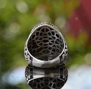 Erkekler için Yeşil Turkuaz Taş Yüzük, 925 Ayar Gümüş Vintage Tasarım - Görsel 8