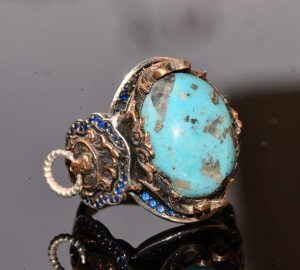 Gerçek Doğal Arizona Turkuaz Taşlı Aslan Yüzüğü - Gümüş Erkek Yüzüğü - Görsel 5