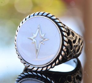 925 Ayar Gümüş Yüzük - İmza Erkek Yüzüğü - Semboller Yüzüğü (Kuzey Yıldızı) - Görsel 3
