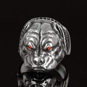 925 Ayar Gümüş Bulldog Yüzük, Gümüş Erkek Yüzük, Köpek Hayvan Yüzüğü - Görsel 3