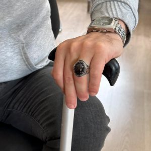 925 Ayar Katı Gümüş Erkek Yüzük Doğal Taşlarla - El Yapımı Şıklık (Granat Taşı) - Görsel 3