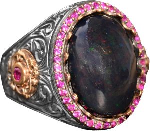 Doğal Avustralya Opal Taşlı Yüzük, 925 Ayar Gümüş Yüzük, Opal Yüzük - Görsel 1