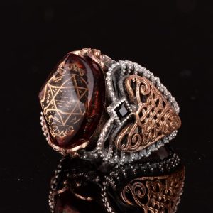 925 Ayar Gümüş İslami Yüzük, Davud Yıldızı, Süleyman Mührü Erkek Yüzüğü, Dini Takı, Güç Yüzüğü - Görsel 5