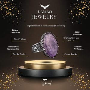 Gerçek Doğal Taş Yüzük, El Yapımı Takı, Büyük Yüzük, 925 Ayar Gümüş Yüzük Erkekler İçin - Görsel 2