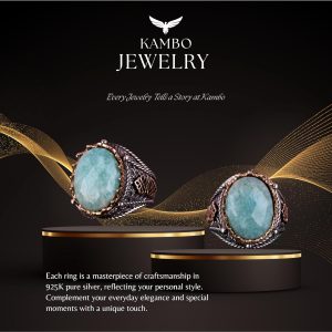 925 Ayar Katı Gümüş Yüzük, Gerçek Doğal Taş Yüzük (Amazonit) - Görsel 7