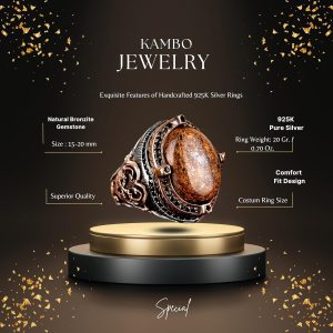 Gerçek Doğal Taş Yüzük, Kral Yüzüğü, Oval Yüzük, 925 Ayar Gümüş Yüzük - Görsel 2