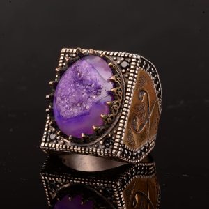 Gerçek Doğal Druzy Kuvars Taş Yüzük, Camii Yüzüğü, Gümüş Yüzük - Görsel 3