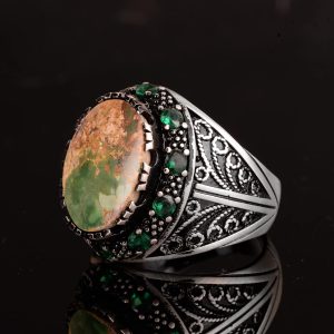 Gerçek Arizona Turkuaz Taş Yüzük, 9.85 Karat, Sultan Yüzüğü, Vintage Yüzük, 925 Ayar Gümüş Yüzük - Görsel 4