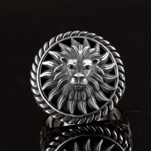 Aslan Yüzüğü, El Yapımı Yüzük, Gotik Yüzük, 925 Ayar Gümüş Yüzük, Baba İçin Hediye, Hayvan Yüzüğü, Erkek Gümüş Yüzük - Görsel 4