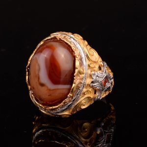 Gerçek Doğal Ağaç Taşlı Erkek Yüzük, 925 Ayar Gümüş Yüzük - Görsel 6